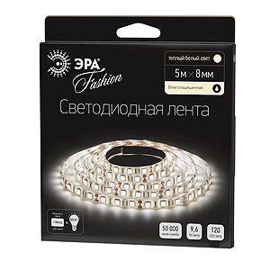 Лента светодиодная LS3528-120LED-IP65-WW-5m 9.6Вт 12В 2700К IP65 120 диодов/метр ЭРА теплый белый