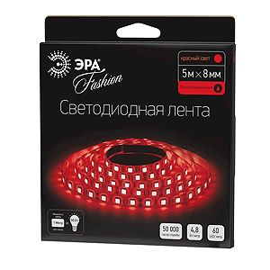 Лента светодиодная LS3528-60LED-IP65-R-5m 4.8Вт 12Вт IP65 60 диодов/метр ЭРА красный