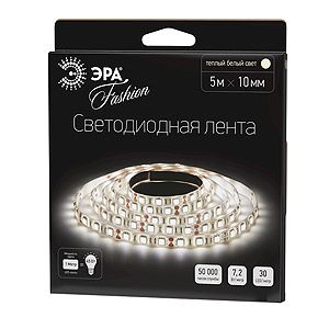 Лента светодиодная LS5050-30LED-WW-5m 7.2Вт 12В 2700К IP20 30 диодов/метр ЭРА теплый белый