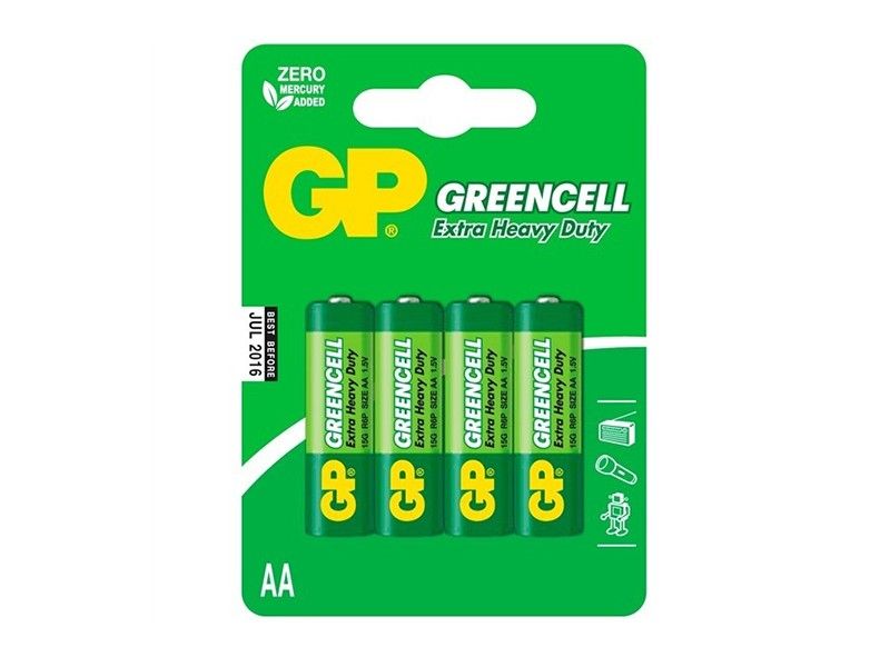 Батарейка солевая GP GreenCel 15G R6P AA 1.5В 15G-2S4 (4891199000119)